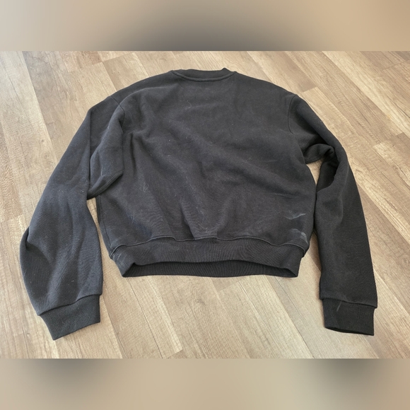 SKIMS cropped Black Crewneck Sweater Sweatshirt Cotton M Nwot Loungewear Y2K - Picture 9 of 15